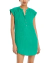 Bella Dahl Linen Cap Sleeve Henley Mini Dress In Tropical Green