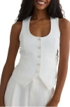 Bella Dahl Linen Scoop Neck Button-up Vest In White