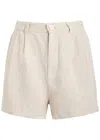 Bella Dahl Pleat Front Linen Shorts In Beige