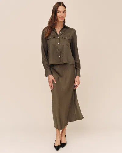 Bella Dahl Long Maxi Bias Skirt In Green