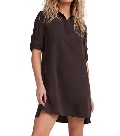 Bella Dahl Long Sleeve A-line Shirt Dress In Chestnut Brown In Multi