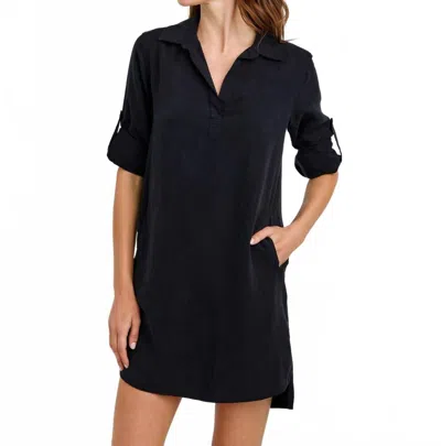 Bella Dahl Long Sleeve A-line Shirt Dress In Vintage Black