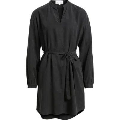 Bella Dahl Long Sleeve Belted Minidress In Black