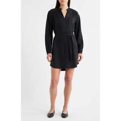 Bella Dahl Long Sleeve Belted Minidress In Black
