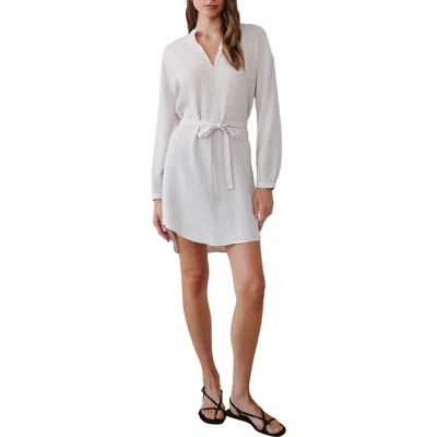 Bella Dahl Long Sleeve Belted Minidress In Ivory Stone