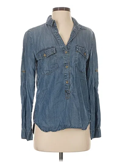 Pre-owned Bella Dahl Long Sleeve Blouse In Blue