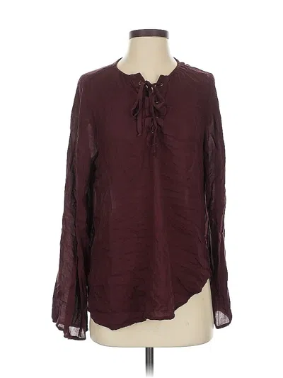 Pre-owned Bella Dahl Long Sleeve Blouse In Burgundy