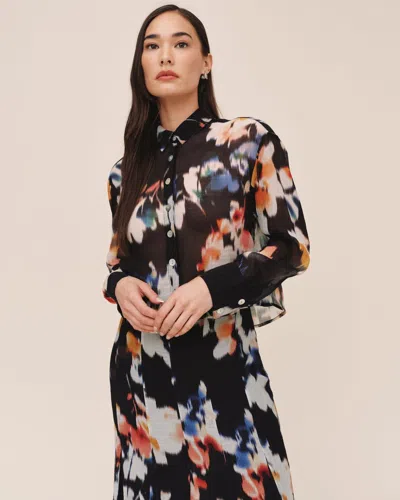Bella Dahl Long Sleeve Boxy Crop Shirt In Multi