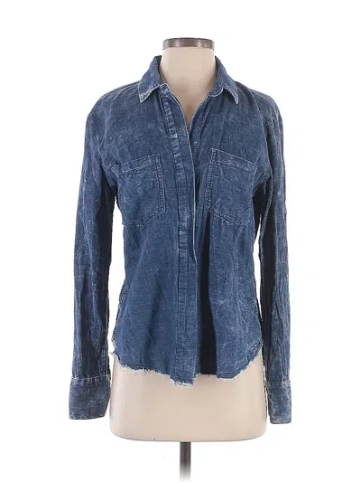 Pre-owned Bella Dahl Long Sleeve Button Down Shirt In Blue