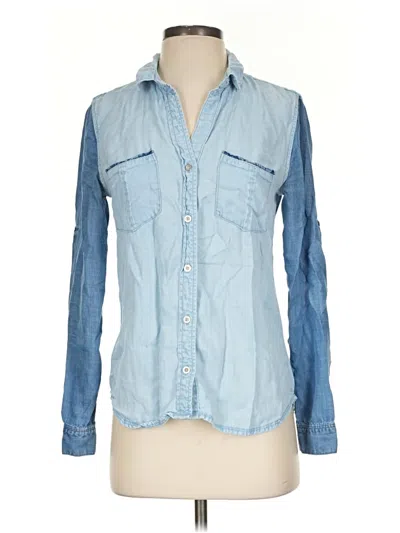 Pre-owned Bella Dahl Long Sleeve Button Down Shirt In Blue