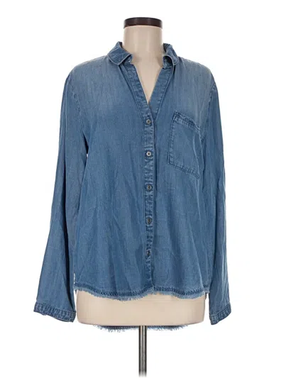 Pre-owned Bella Dahl Long Sleeve Button Down Shirt In Blue