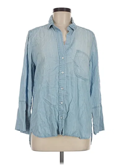 Pre-owned Bella Dahl Long Sleeve Button Down Shirt In Blue