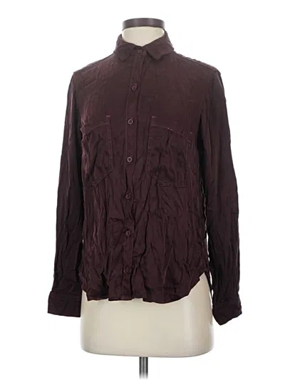 Pre-owned Bella Dahl Long Sleeve Button Down Shirt In Burgundy