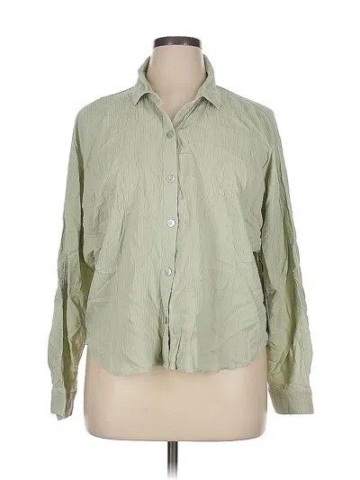 Pre-owned Bella Dahl Long Sleeve Button Down Shirt In Green