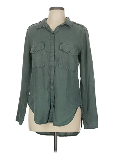 Pre-owned Bella Dahl Long Sleeve Button Down Shirt In Green
