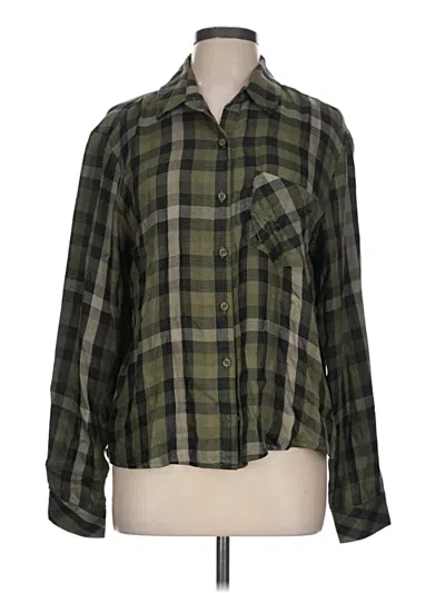 Pre-owned Bella Dahl Long Sleeve Button Down Shirt In Green