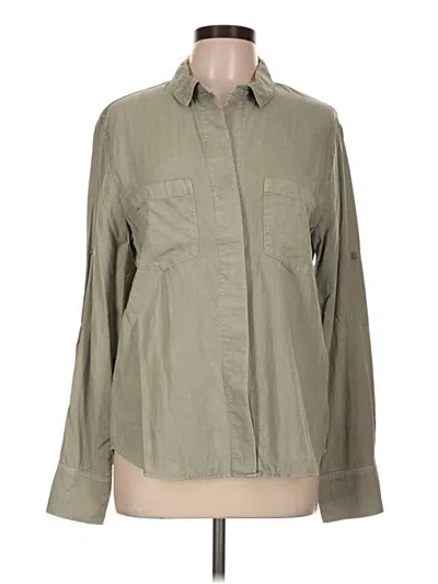 Pre-owned Bella Dahl Long Sleeve Button Down Shirt In Green