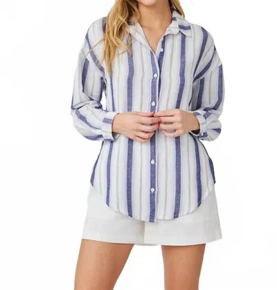 Bella Dahl Long Sleeve Button Down Shirt In Navy Stripe In Blue