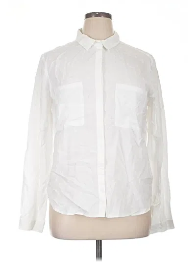 Pre-owned Bella Dahl Long Sleeve Button Down Shirt In White