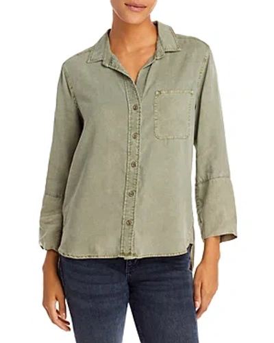 Bella Dahl Long Sleeve Button Down Top In Soft Army