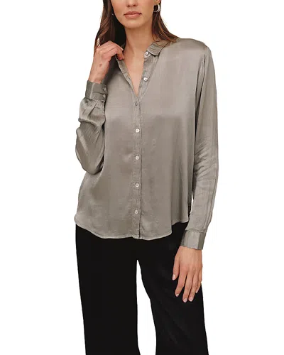 Bella Dahl Long Sleeve Button Front Shirt In Gray