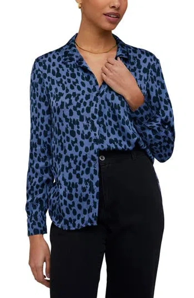 Bella Dahl Long Sleeve Clean Shirt In Denim Spots Print