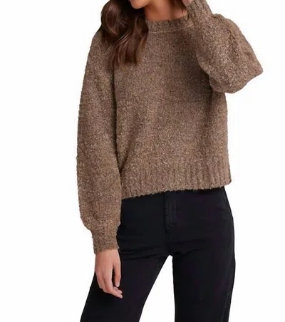 Bella Dahl Long Sleeve Crew Sweater Top In Rustic Oak In Multi