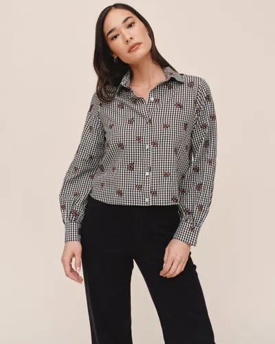 Bella Dahl Long Sleeve Crop Button Down In Black
