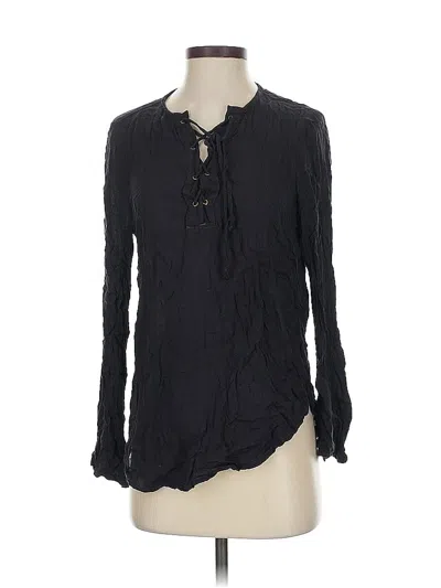 Pre-owned Bella Dahl Long Sleeve Henley Shirt In Black