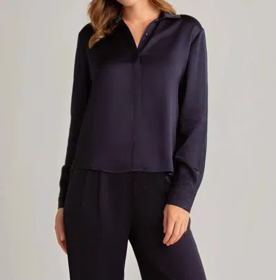 Bella Dahl Long Sleeve High Low Hem Top In Hudson Blue