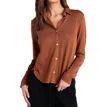 Bella Dahl Long Sleeve Knit Button Down Top In Twilight Gold In Multi