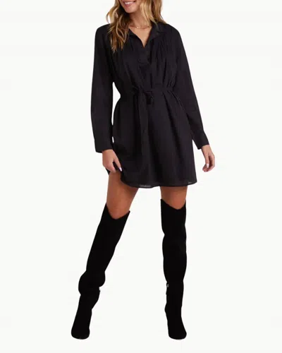 Bella Dahl Long Sleeve Pintuck Mini Dress In Black