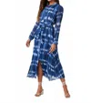 Bella Dahl Long Sleeve Pleated Maxi Dress In Ocean Tides Print