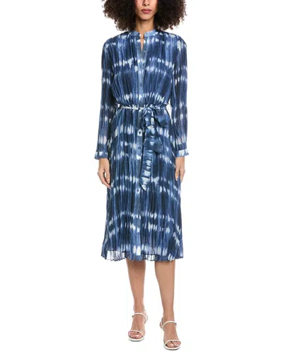 Bella Dahl Long Sleeve Pleated Maxi Shirt Dress In Blue