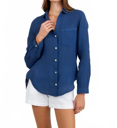 Bella Dahl Long Sleeve Pocket Button Down Shirt In Midnight Surf In Blue