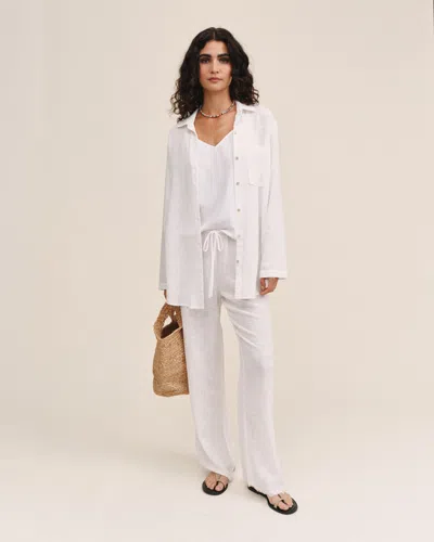 Bella Dahl Long Sleeve Pocket Button Down Tunic In White