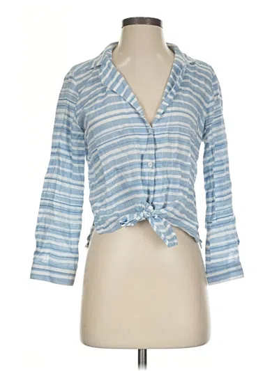 Pre-owned Bella Dahl Long Sleeve Polo Shirt In Blue