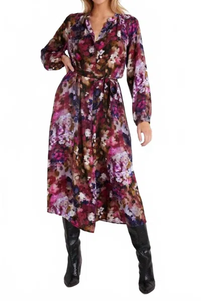 Bella Dahl Long Sleeve Raglan Midi Dress In Twilight Fleur Print In Multi