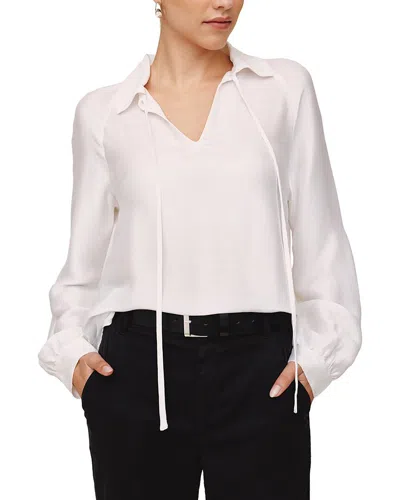 Bella Dahl Long Sleeve Raglan Silk-blend Pullover In Neutral