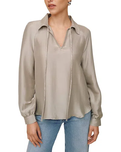 Bella Dahl Long Sleeve Raglan Silk-blend Pullover In Neutral