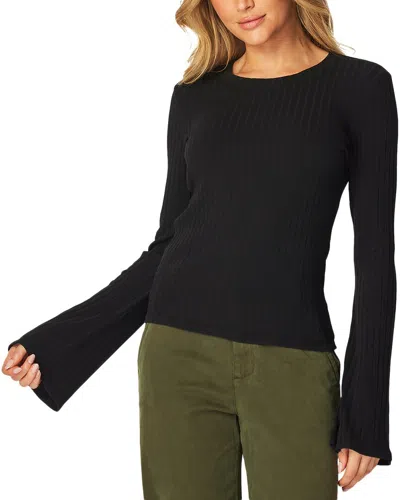Bella Dahl Long Sleeve Rib Crew T-shirt In Black