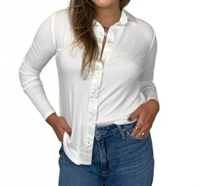 Bella Dahl Long Sleeve Rib Mix Shirt In Winter White