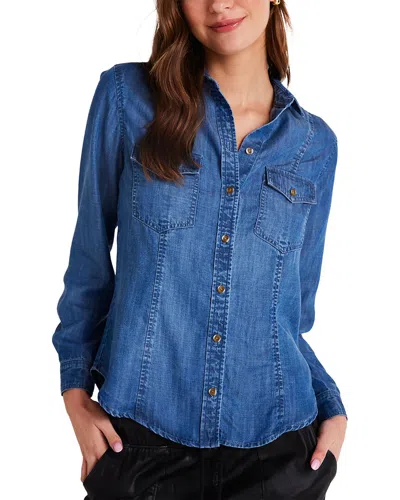 Bella Dahl Long Sleeve Seamed Shirt In Blue