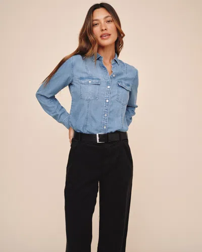 Bella Dahl Long Sleeve Seamed Shirt In Orange