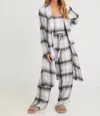 Bella Dahl Long Sleeve Shawl Collar Robe In Lilac Ombre Plaid In Multi