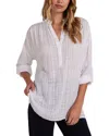 Bella Dahl Long Sleeve Shirred Pullover In Gray