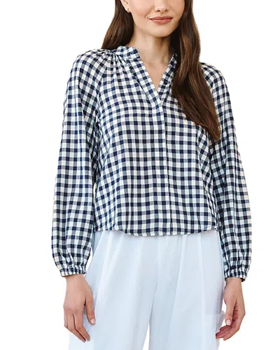 Bella Dahl Long Sleeve Shirred Raglan Shirt In Blue