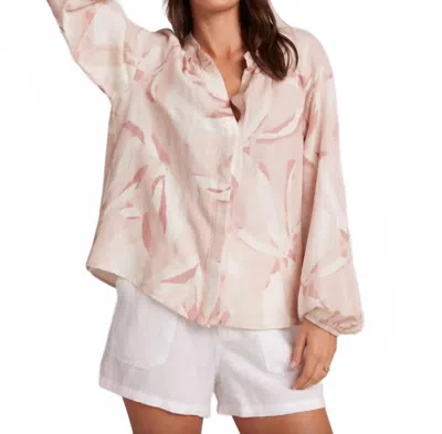 Bella Dahl Long Sleeve Shirred Raglan Shirt In Fresco Floral Print In Pink