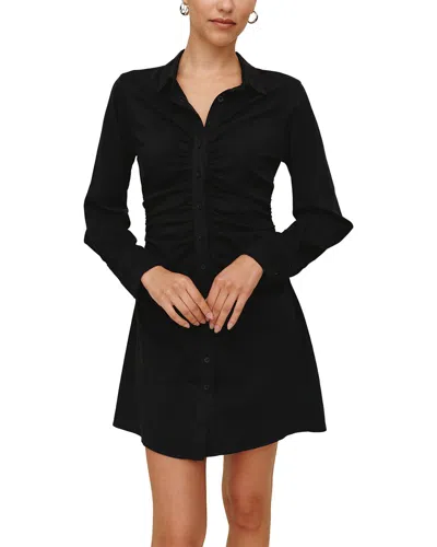 Bella Dahl Long Sleeve Shirred Shirt Dress In Black