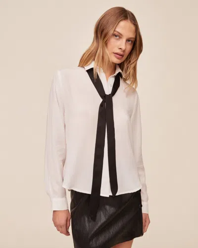 Bella Dahl Long Sleeve Shirt With Neck Tie In White